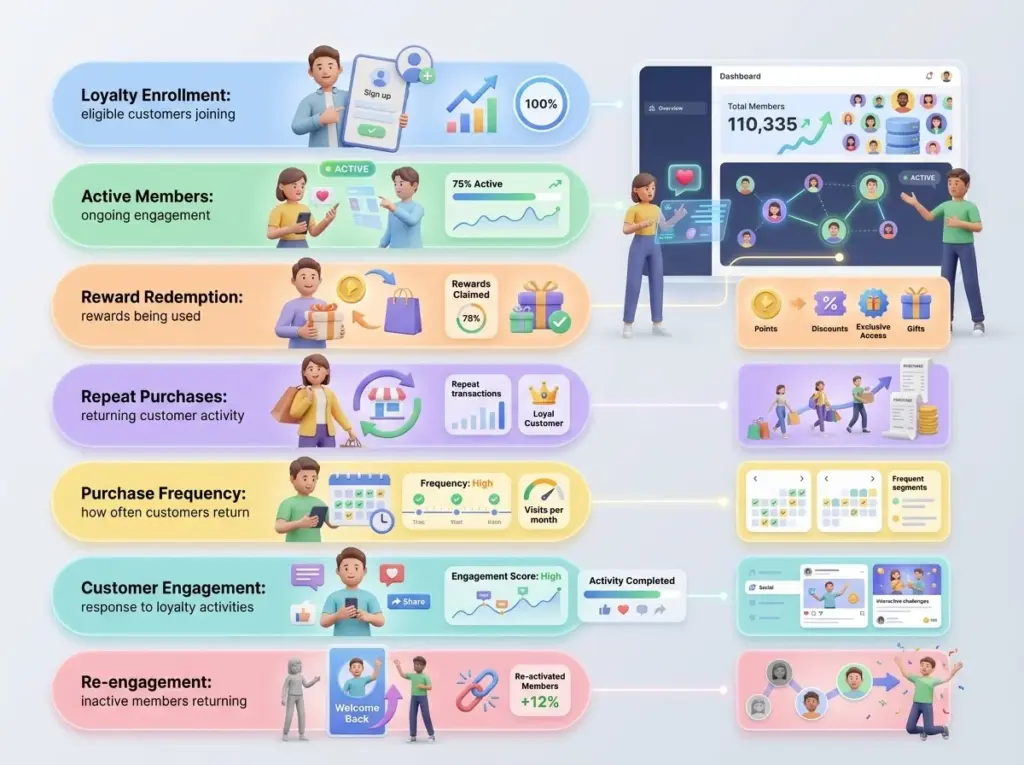 3D customer loyalty metrics dashboard